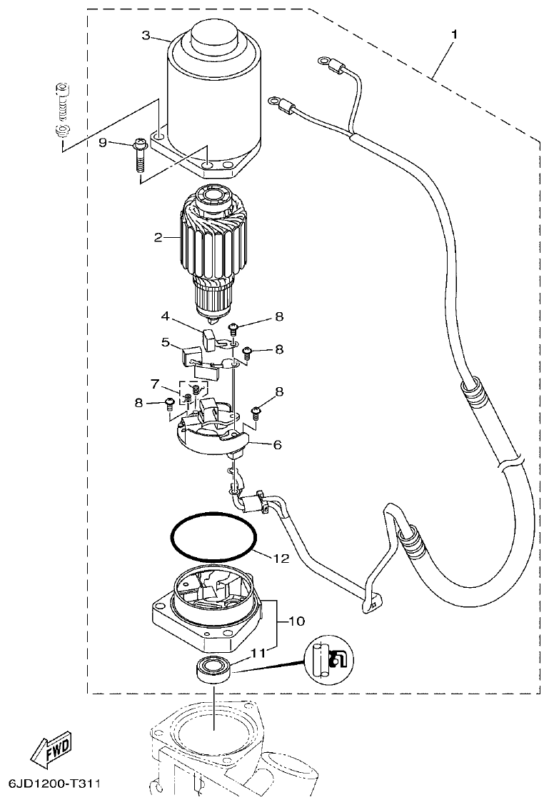 Yamaha F250HET, FL250HET POWER TRIM & TILT ASSY 2 parts diagram